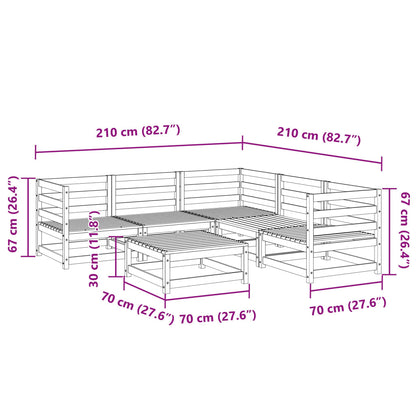 6 pcs conjunto sofás de jardim madeira de pinho maciça