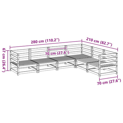 6 pcs conjunto sofás de jardim madeira de pinho castanho cera