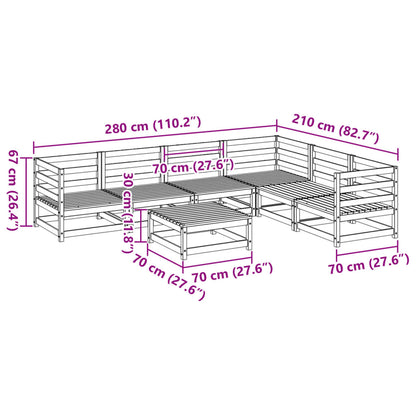 7 pcs conjunto sofás jardim madeira de pinho impregnada