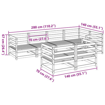 7 pcs conjunto sofás de jardim madeira de pinho castanho cera