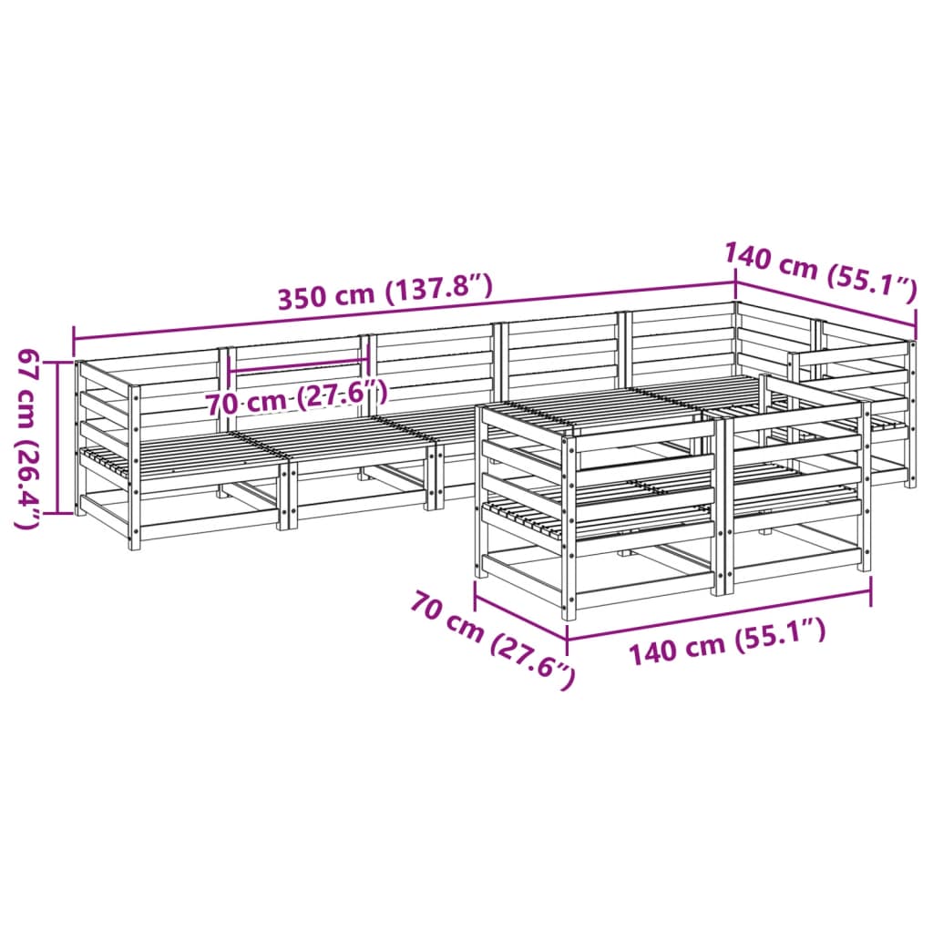 8 pcs conjunto sofás de jardim pinho maciço