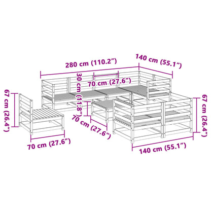 9 pcs conjunto sofás de jardim madeira de pinho castanho mel