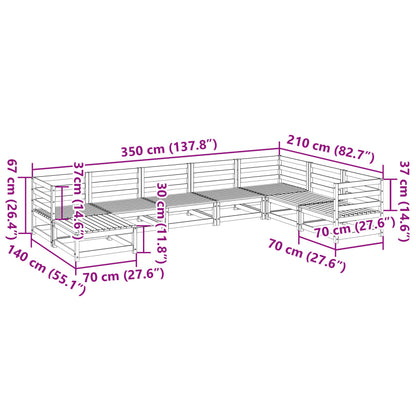 8 pcs conjunto sofás de jardim madeira de pinho castanho mel