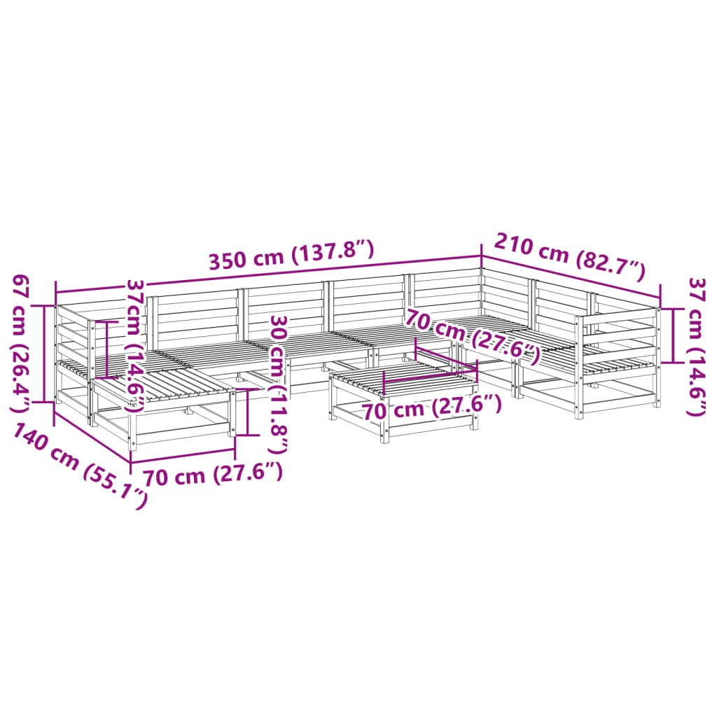 9 pcs conjunto sofás jardim madeira abeto-de-douglas