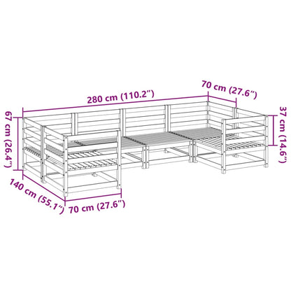 6 pcs conjunto de sofás de jardim madeira de pinho impregnada