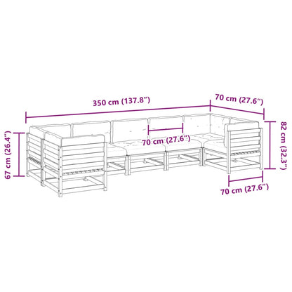 7 pcs conjunto sofás de jardim com almofadões pinho maciço