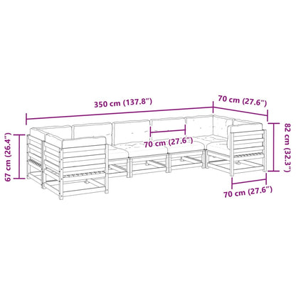 7 pcs conjunto sofás de jardim c/ almofadões pinho impregnado