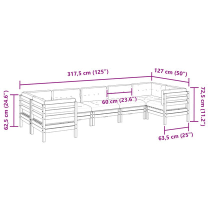 7 pcs conj. sofás jardim c/ almofadões madeira abeto-de-douglas