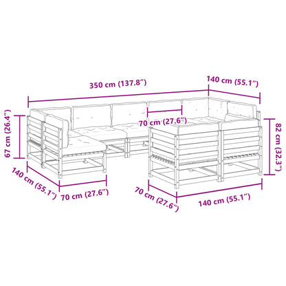 9 pcs conjunto sofás de jardim c/ almofadões pinho impregnado