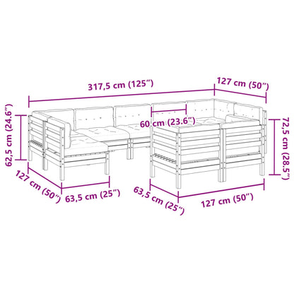 9 pcs conj. sofás jardim c/ almofadões madeira abeto-de-douglas