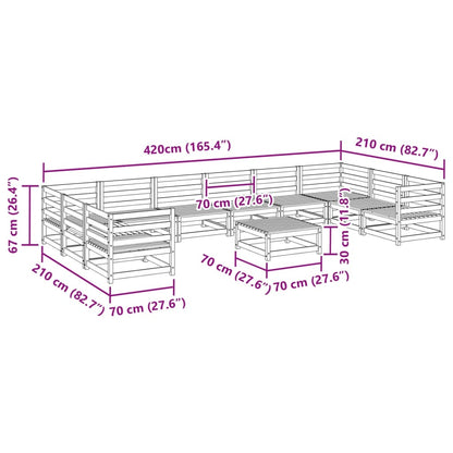 11 pcs conjunto sofás jardim madeira abeto-de-douglas