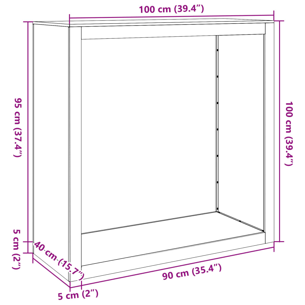 Suporte para lenha 100x40x100 cm aço antracite