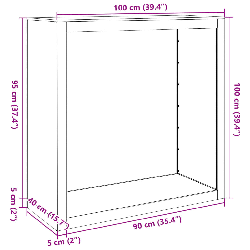 Suporte para lenha 100x40x100 cm aço inoxidável