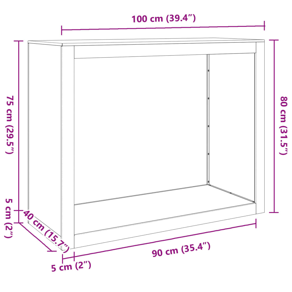 Suporte para lenha 100x40x80 cm aço verde