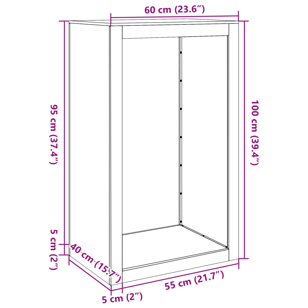 Suporte para lenha 60x40x100 cm aço branco