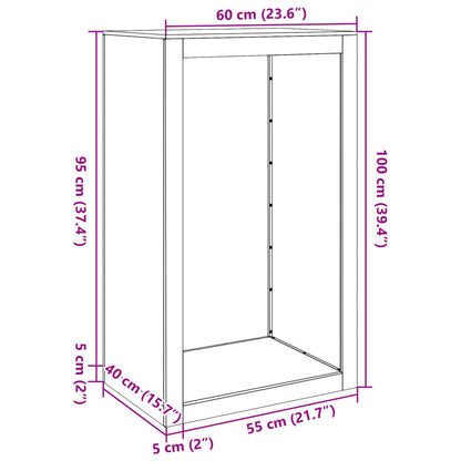 Suporte para lenha 60x40x100 cm aço inoxidável