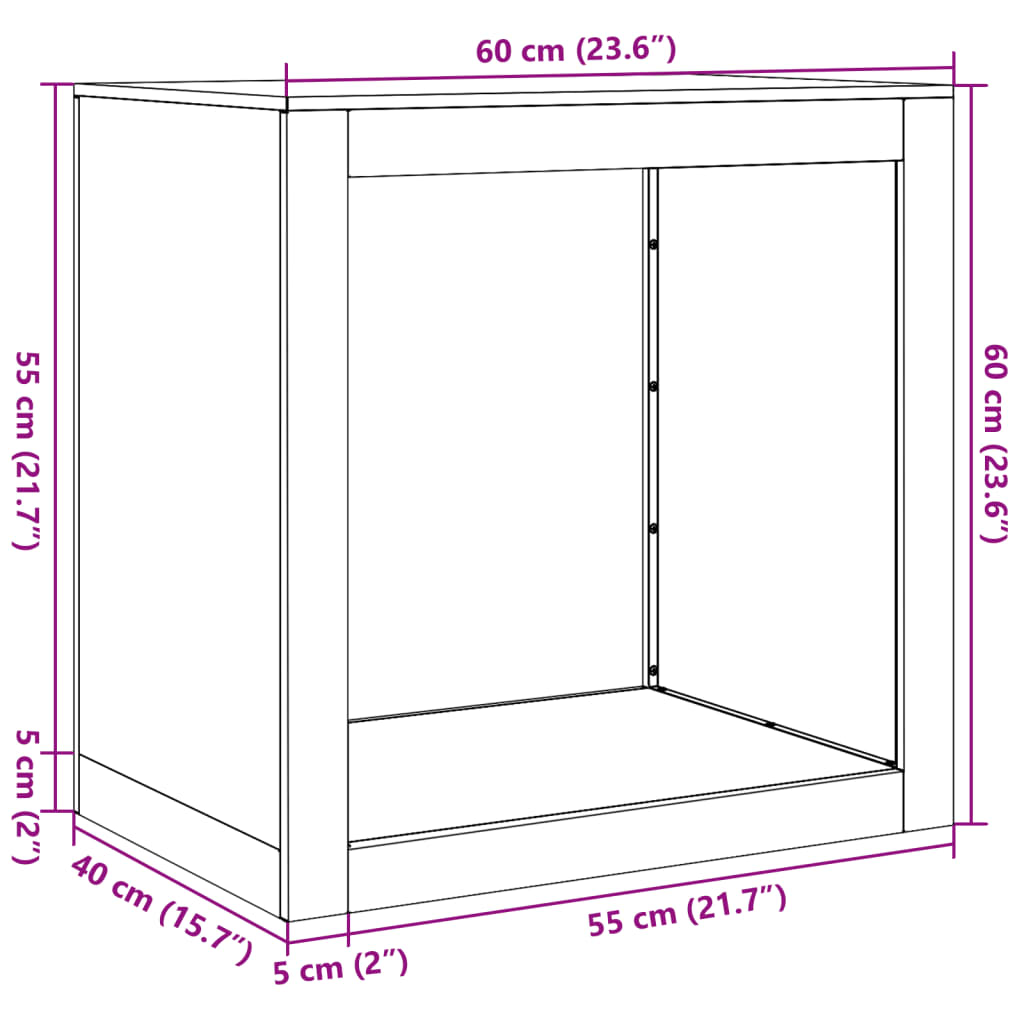 Suporte para lenha 60x40x60 cm aço preto