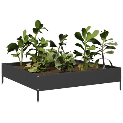 Canteiro elevado de jardim 100x100x26 cm aço preto