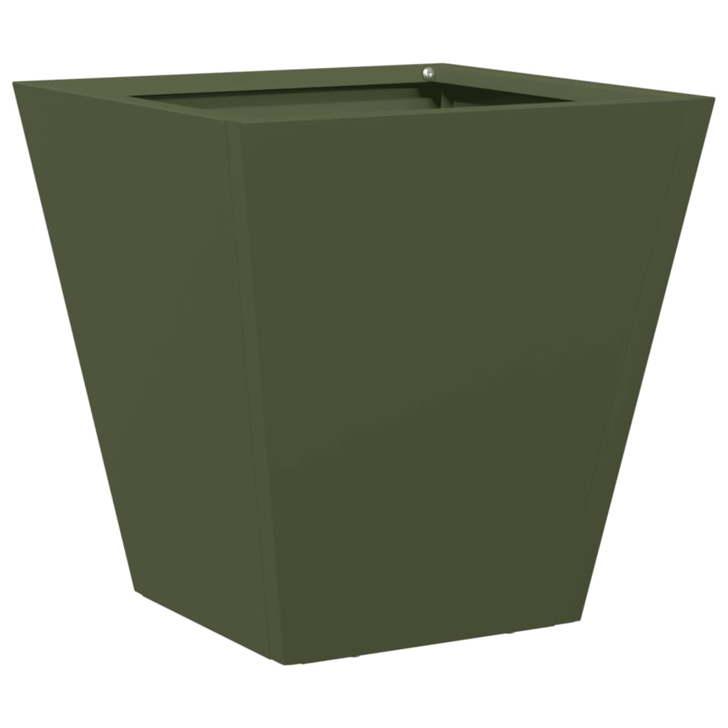 Vaso/floreira de jardim 2 pcs 30x30x30 cm aço verde azeitona