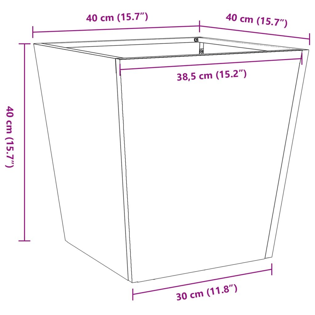 Vaso/floreira de jardim 40x40x40 cm aço antracite