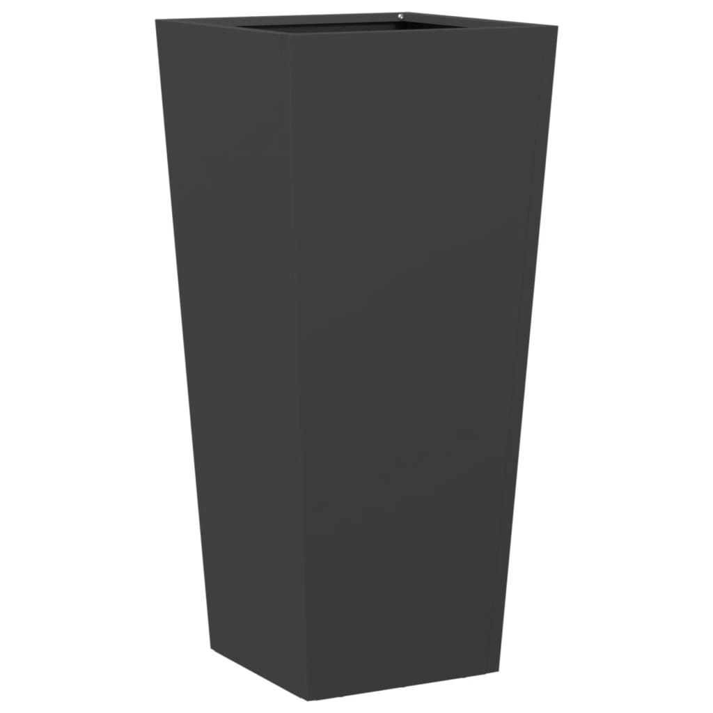 Vaso/floreira de jardim 35x35x75 cm aço preto