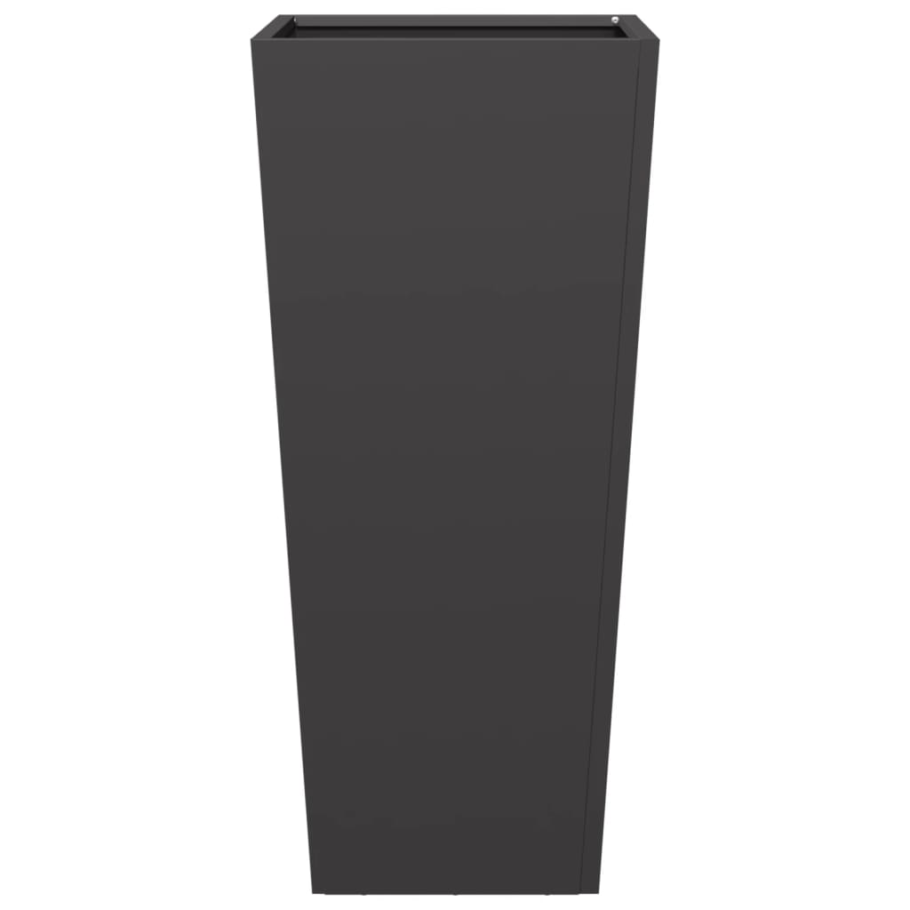 Vaso/floreira de jardim 2 pcs 35x35x75 cm aço preto