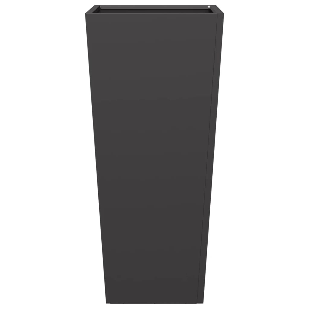 Vaso/floreira de jardim 2 pcs 35x35x75 cm aço preto