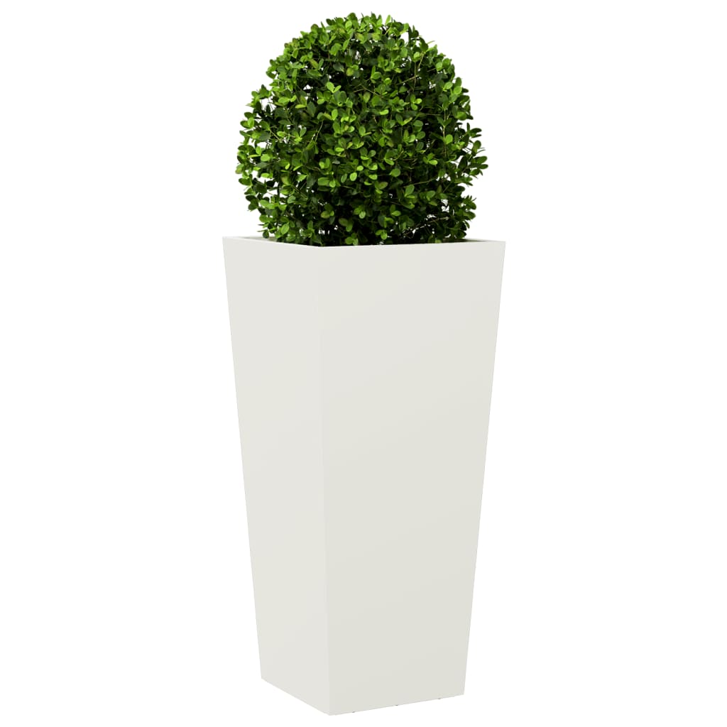 Vaso/floreira de jardim 35x35x75 cm aço branco