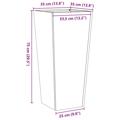 Vaso/floreira de jardim 35x35x75 cm aço branco