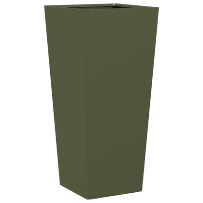 Vaso/floreira de jardim 35x35x75 cm aço verde azeitona