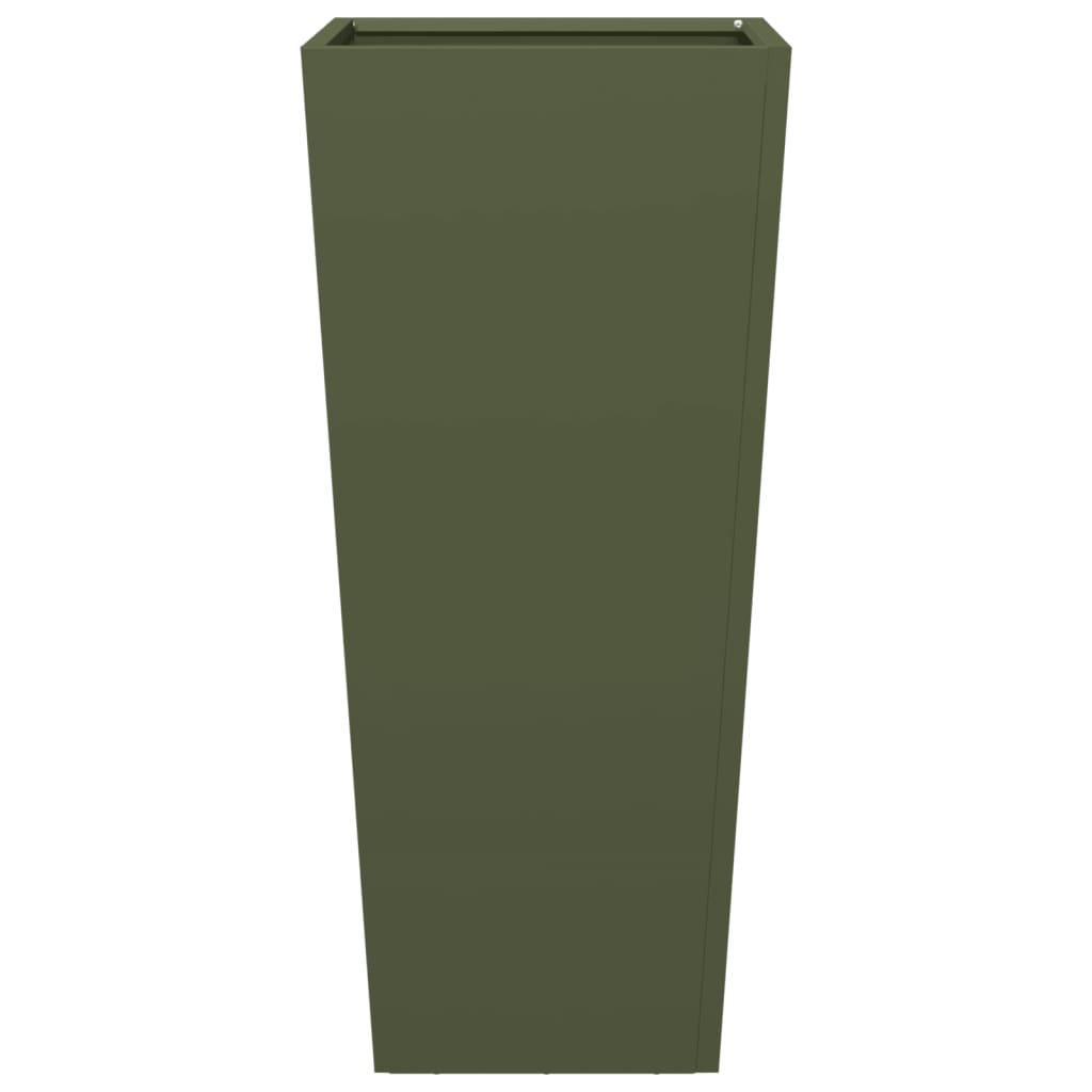 Vaso/floreira de jardim 2 pcs 35x35x75 cm aço verde azeitona