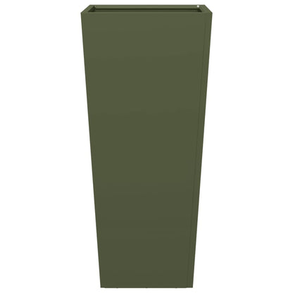 Vaso/floreira de jardim 2 pcs 35x35x75 cm aço verde azeitona