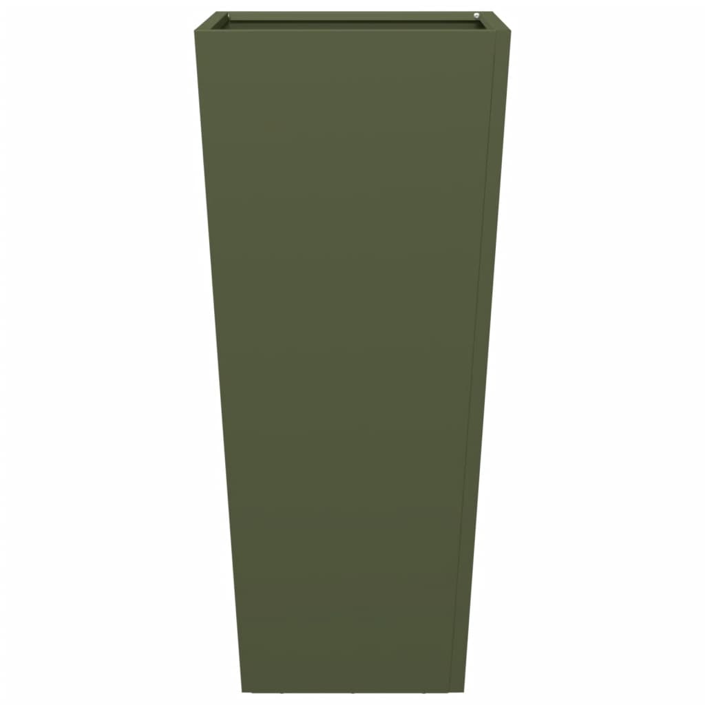 Vaso/floreira de jardim 2 pcs 35x35x75 cm aço verde azeitona