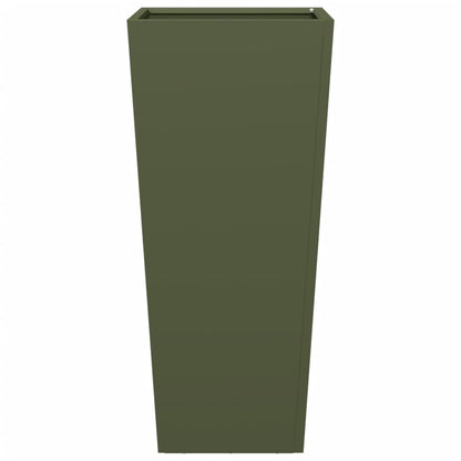 Vaso/floreira de jardim 2 pcs 35x35x75 cm aço verde azeitona