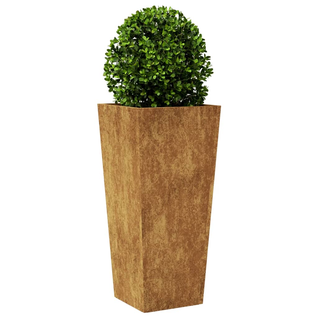 Vaso/floreira de jardim 35x35x75 cm aço corten