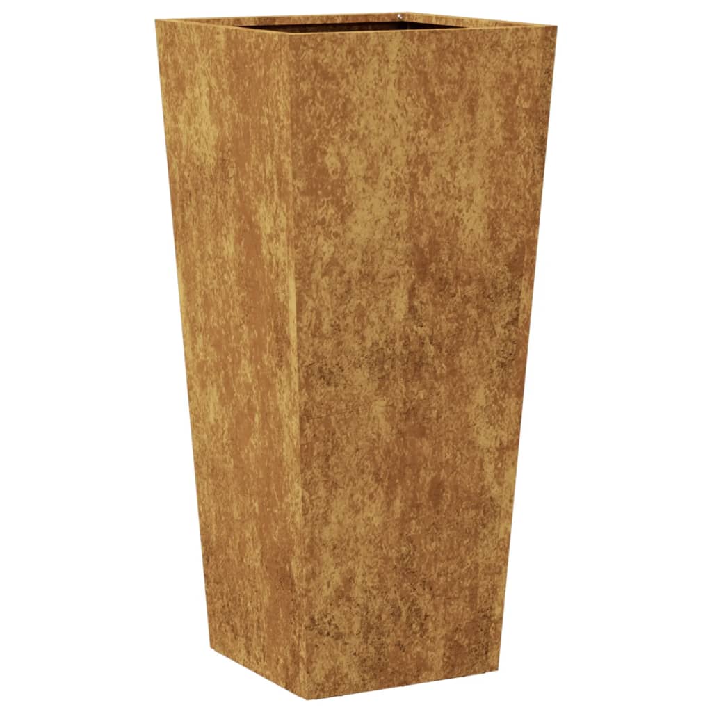 Vaso/floreira de jardim 35x35x75 cm aço corten