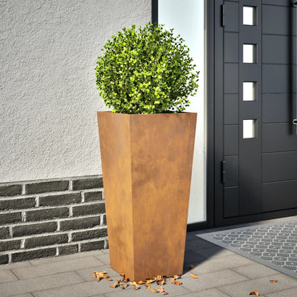 Vaso/floreira de jardim 35x35x75 cm aço corten