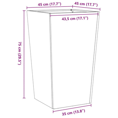 Vaso/floreira de jardim 45x45x75 cm aço preto