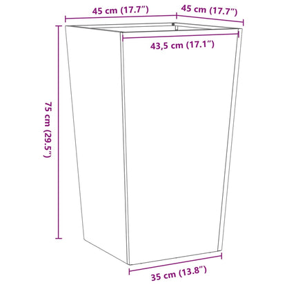 Vaso/floreira de jardim 45x45x75 cm aço branco