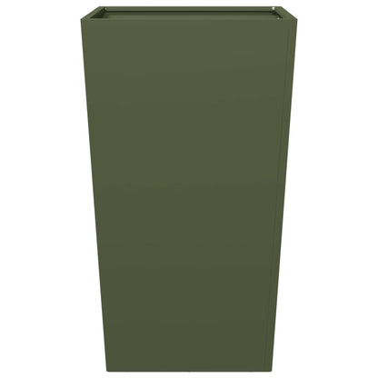 Vaso/floreira de jardim 2 pcs 45x45x75 cm aço verde azeitona