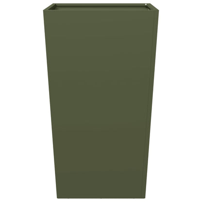 Vaso/floreira de jardim 2 pcs 45x45x75 cm aço verde azeitona