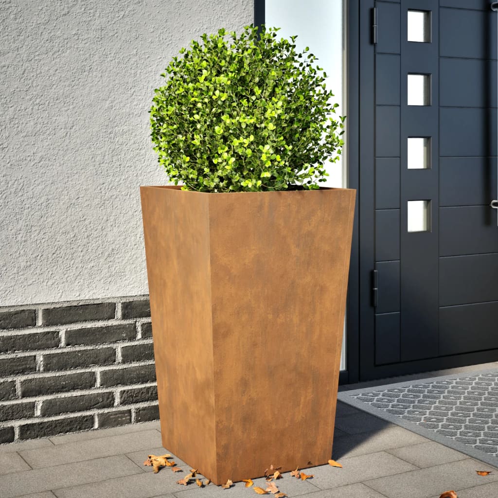 Vaso/floreira de jardim 45x45x75 cm aço corten