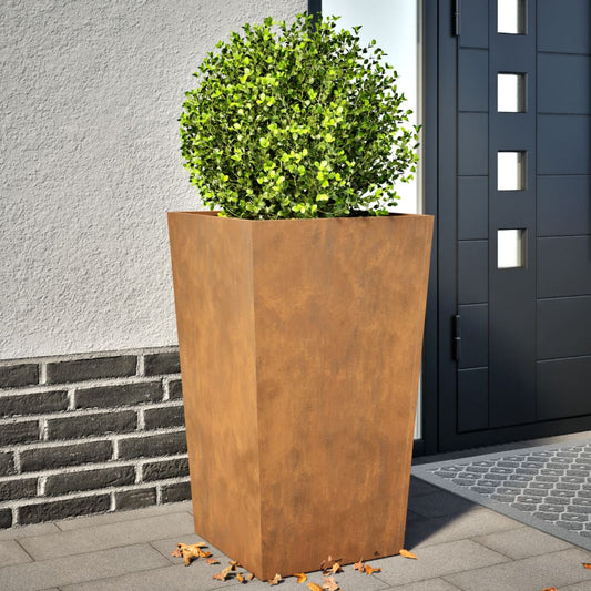 Vaso/floreira de jardim 2 pcs 45x45x75 cm aço corten