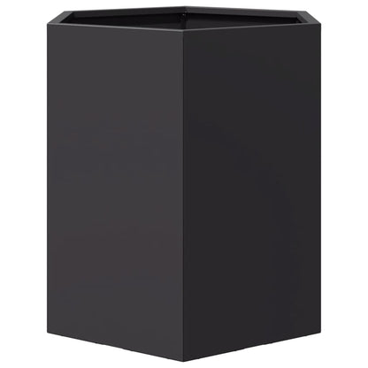 Vaso/floreira de jardim hexagonal 46x40x45 cm aço preto