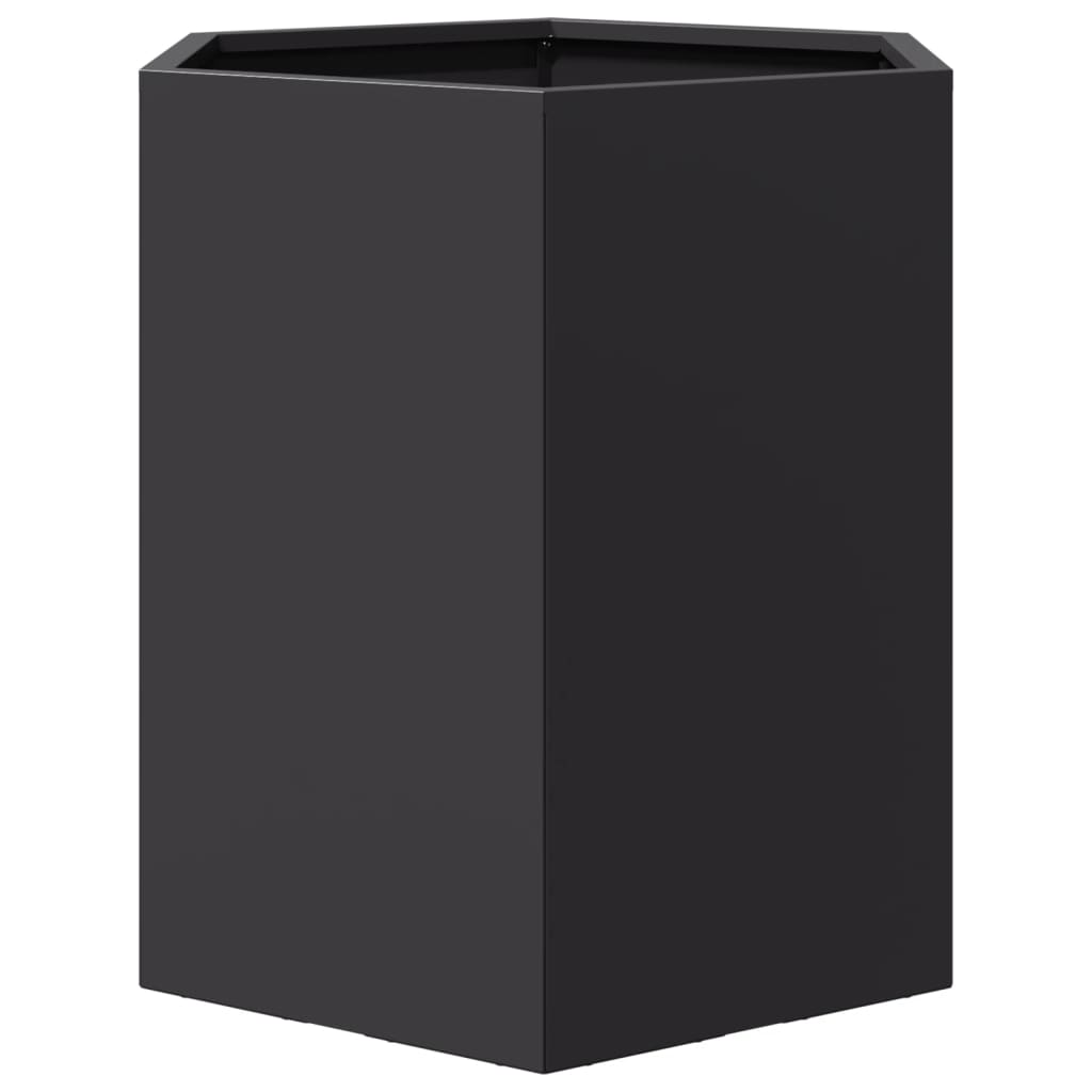 Vaso/floreira de jardim hexagonal 46x40x45 cm aço preto