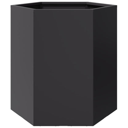 Vaso/floreira de jardim hexagonal 46x40x45 cm aço preto