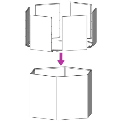 Vaso/floreira de jardim hexagonal 46x40x45 cm aço preto