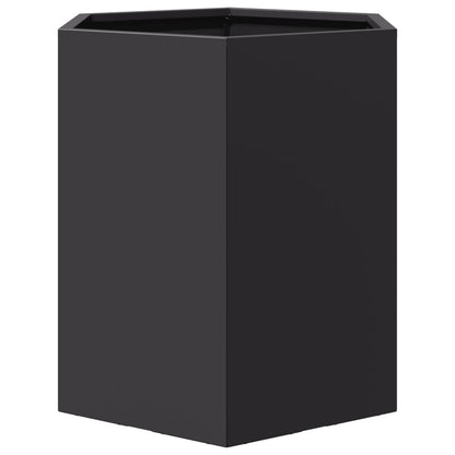 Vaso/floreira de jardim 2 pcs hexagonal 46x40x45 cm aço preto