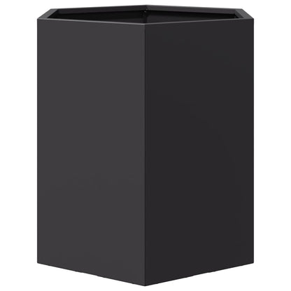 Vaso/floreira de jardim 2 pcs hexagonal 46x40x45 cm aço preto