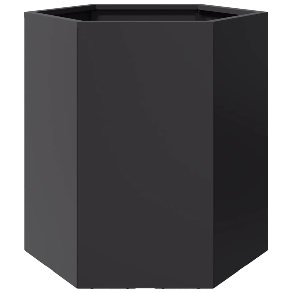 Vaso/floreira de jardim 2 pcs hexagonal 46x40x45 cm aço preto